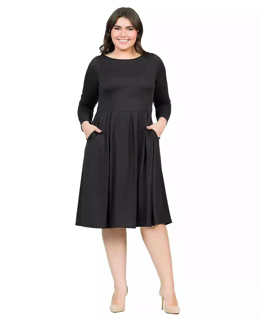 Plus Size Long Sleeve Fit and Flare Midi Dress  On Sale Now with Up to 50%  Off | Discover Exclusive Deals & Savings at BeyondStyle  Authentic 24seven  Comfort Apparel dress|women's