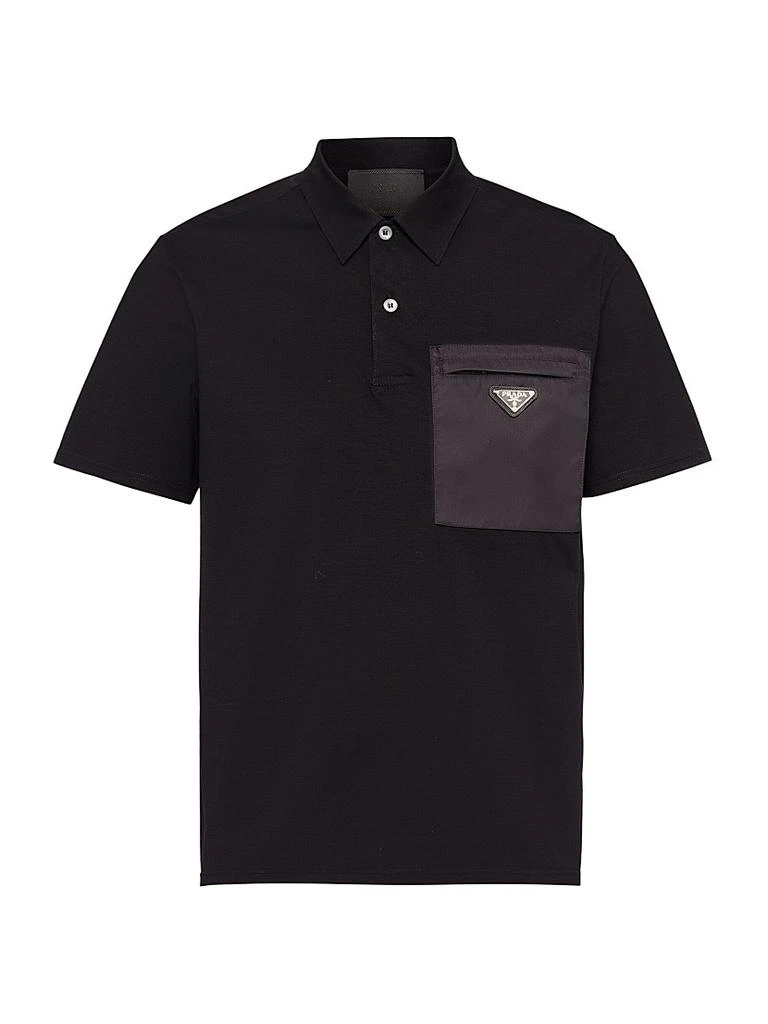 Prada Stretch Cotton Polo Shirt with Nylon Details 1