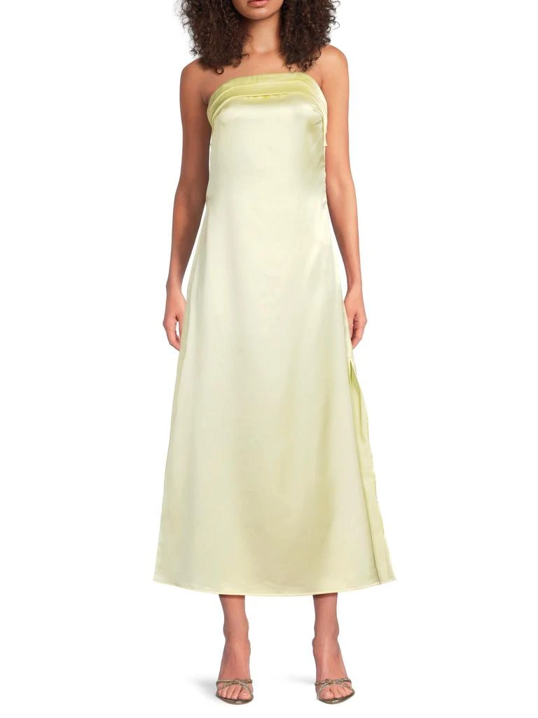 knee length dresses for ladies Keyton Black Satin Bandeau Midi Dress – Club L London