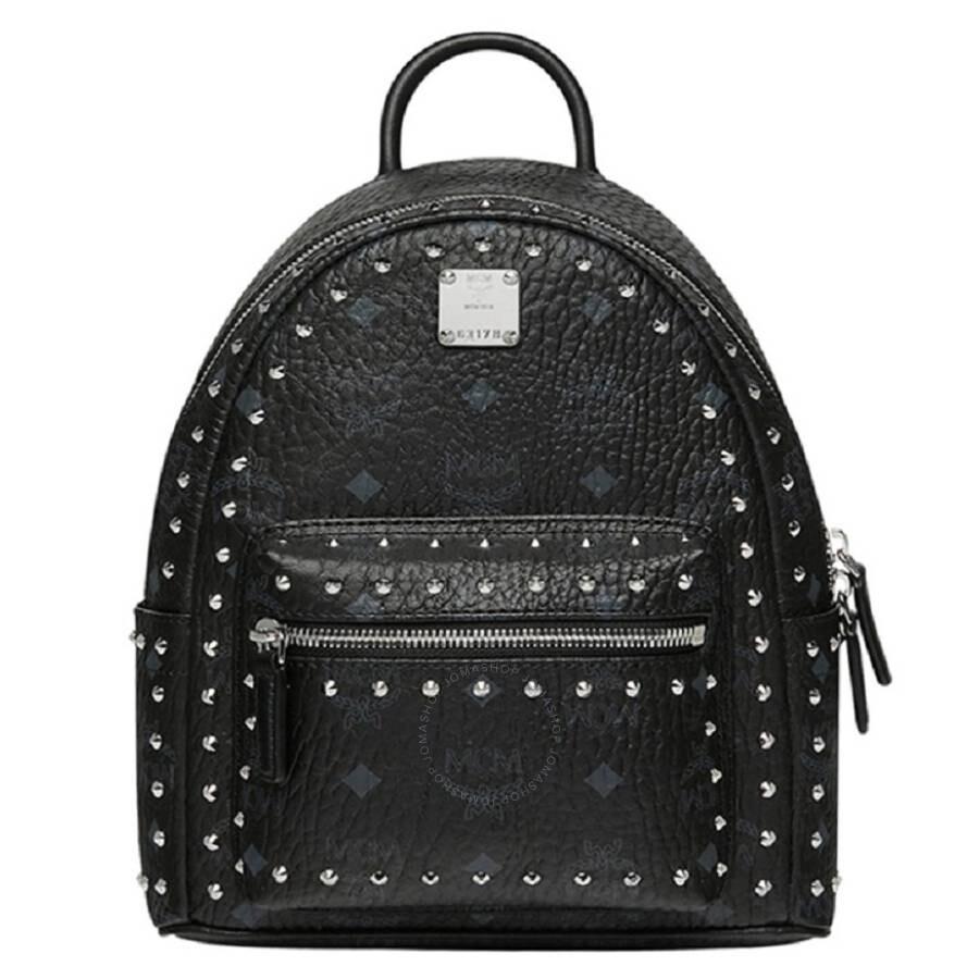 MCM Black Mini Visetos Stark Backpack