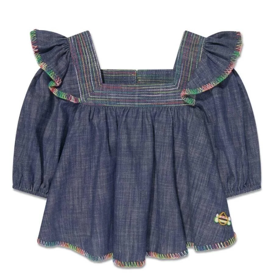 Zimmermann Zimmermann Girls Alight Ruffled Denim Top, Size 10Y