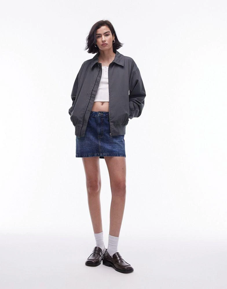 Topshop Topshop oversized washed cotton bomber jacket in charcoal 1