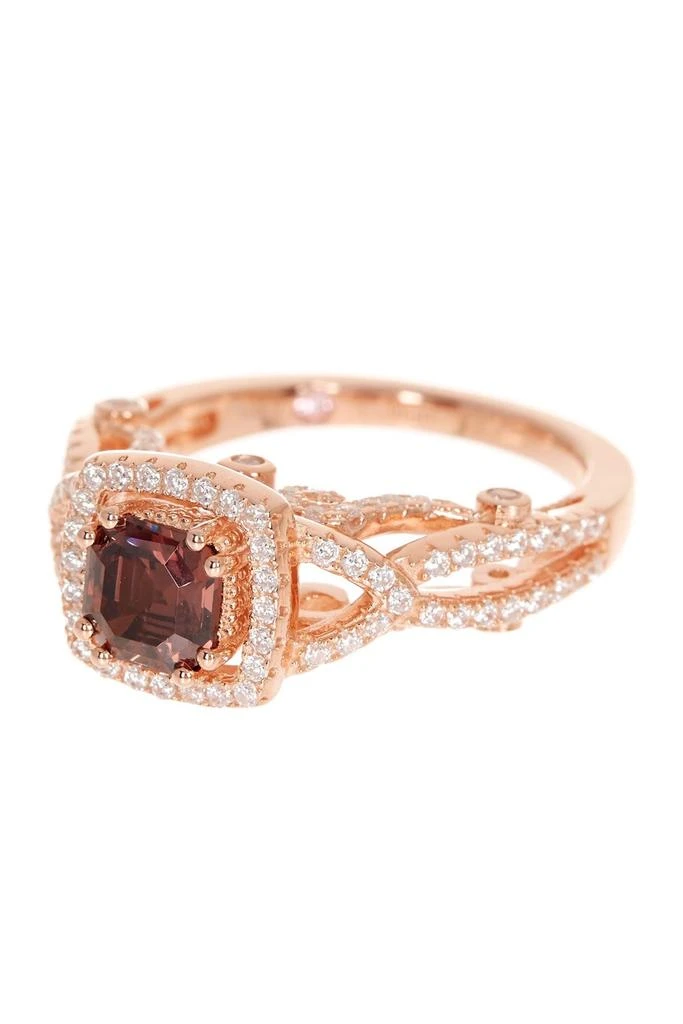 Suzy Levian Asscher-Cut Brown & White Cubic Zirconia Engagement Ring 1