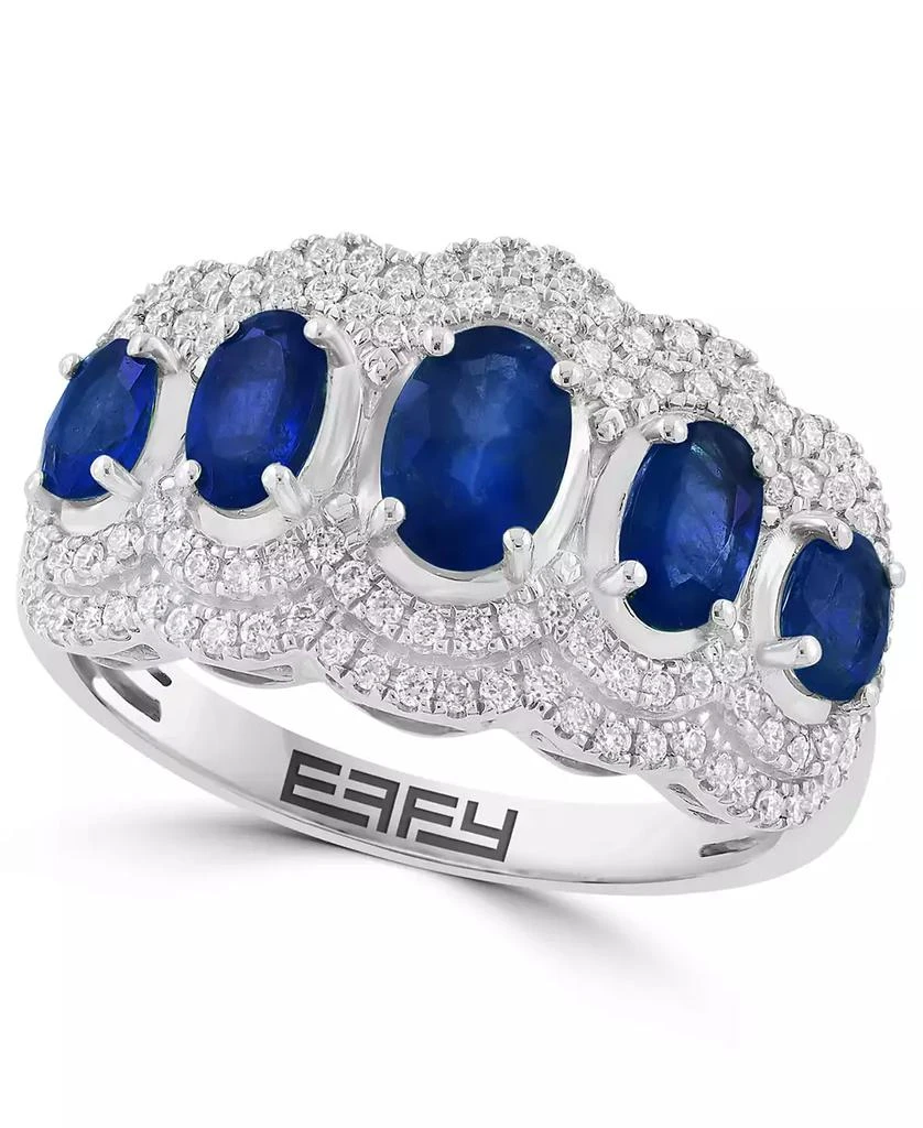 Effy Sapphire (1-5/8 ct. t.w.) and Diamond (1/2 ct. t.w.) Ring in 14k White Gold (Also Available in Emerald)