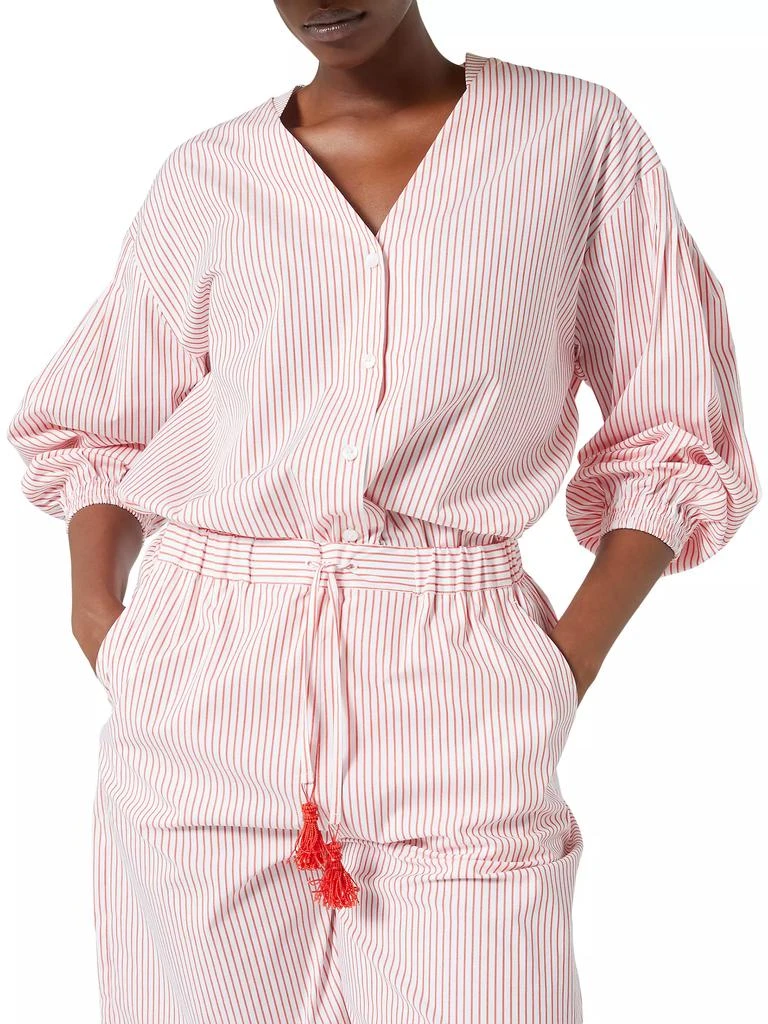 Marina Rinaldi Plus Bacco Striped Cotton Poplin Shirt 3