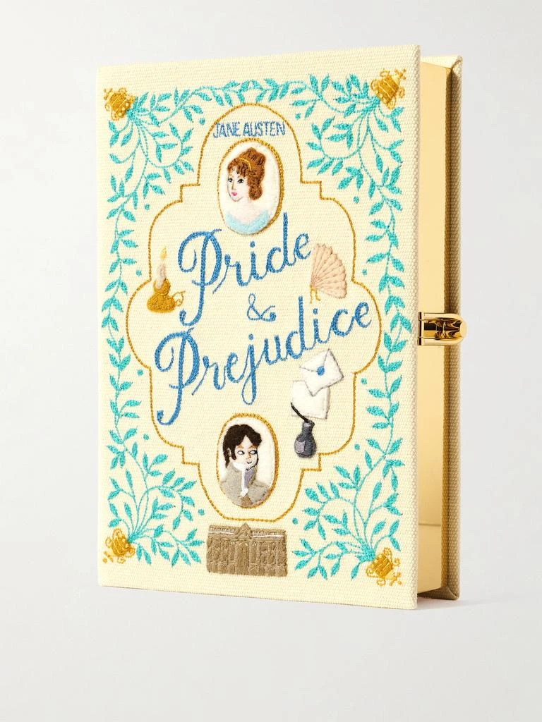 Olympia Le-Tan Pride And Prejudice Embroidered Appliquéd Canvas Clutch
