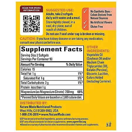 Nature Made Nature Made Magnesium Citrate Softgels, 180 ct. 2