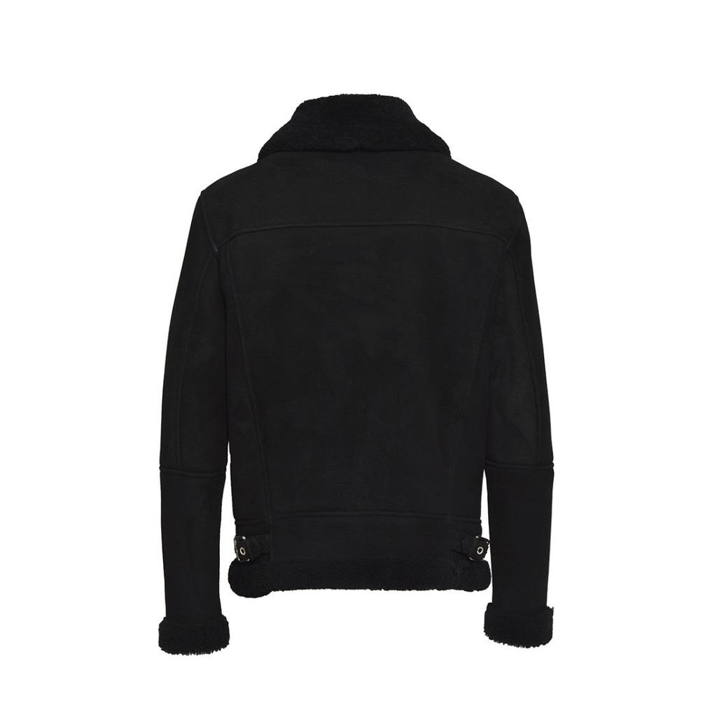 D-FOUR Black Suede Shearling Jacket