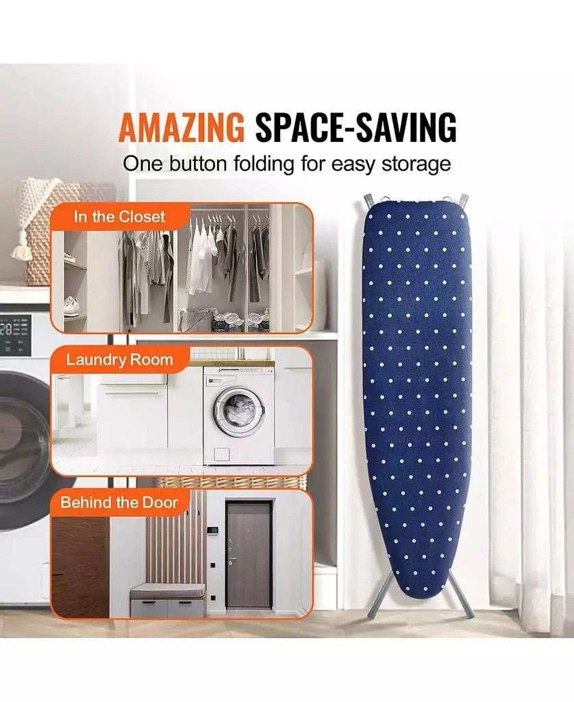 Ecooso Ironing Board with Storage Tray, 55"x15" Surface, 4-Layer Heat-Resistant Cover, 10 Height Adjustments for Home Use 9