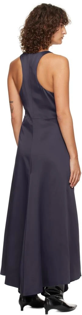 Victoria Beckham Navy Gathered Racer Back Midi Dress 3