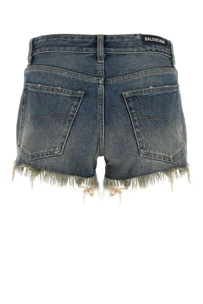 Balenciaga Balenciaga Frayed Raw-Edge Denim Shorts 2
