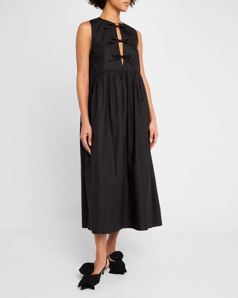 Ganni Tie-Front Cotton Poplin Midi Dress 2