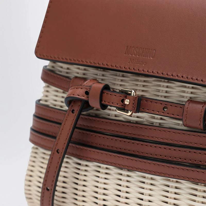 Moschino Tie Mie Bag in raffia and leather 6