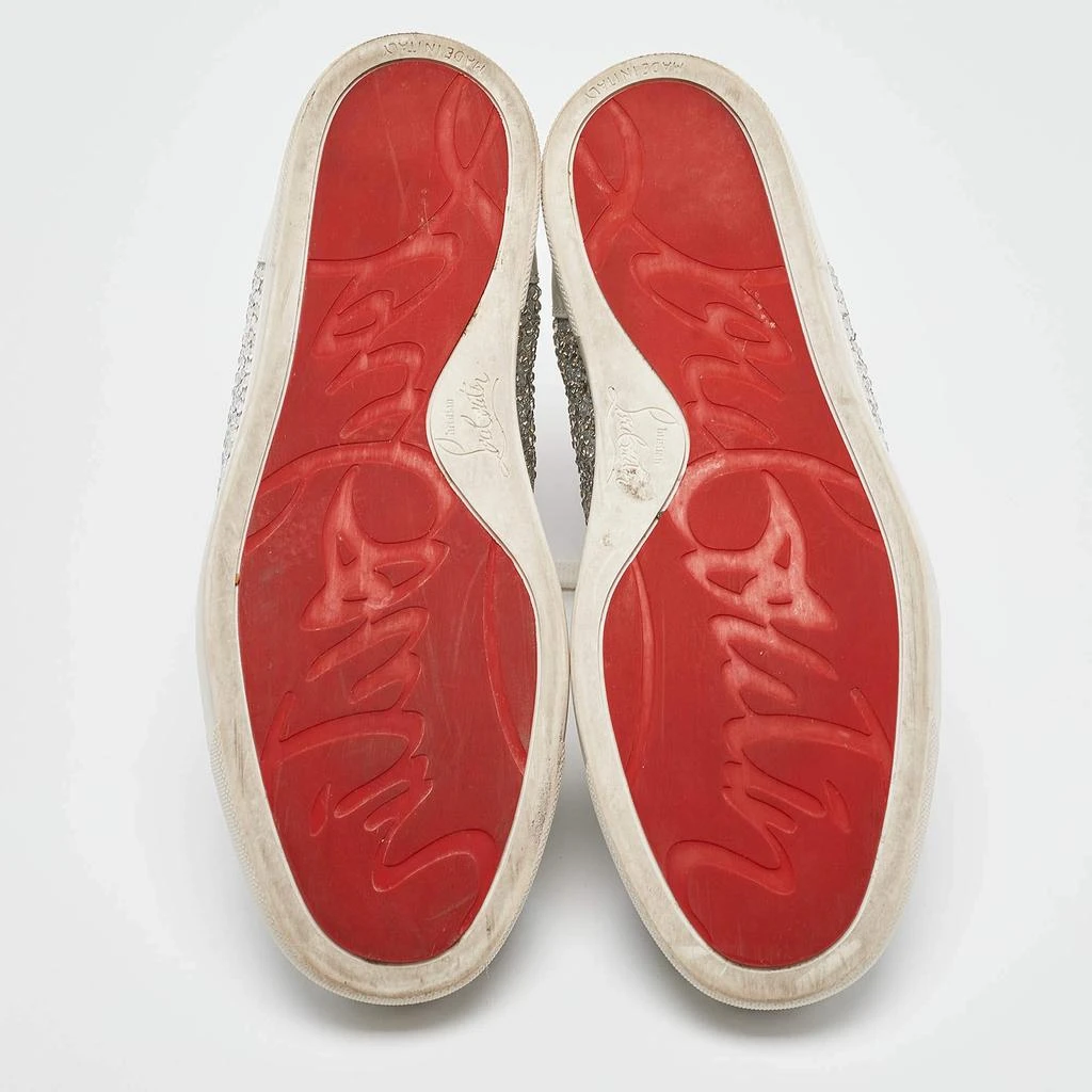 Christian Louboutin Christian Louboutin White/Grey Leather Crystal Embellished High Top Sneakers Size 38.5 6