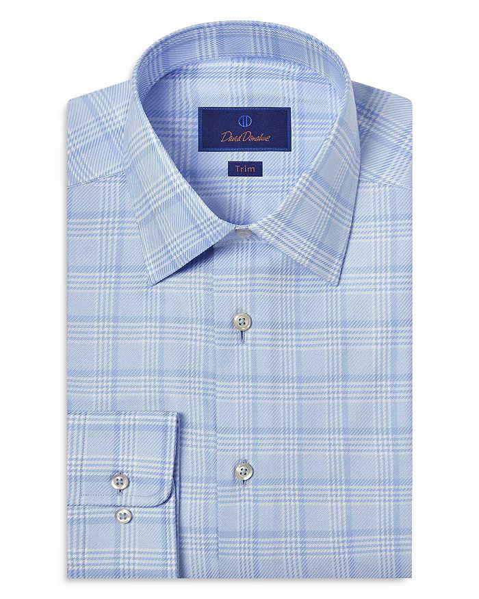 David Donahue Trim Fit Exploded Glen Check Dress Shirt