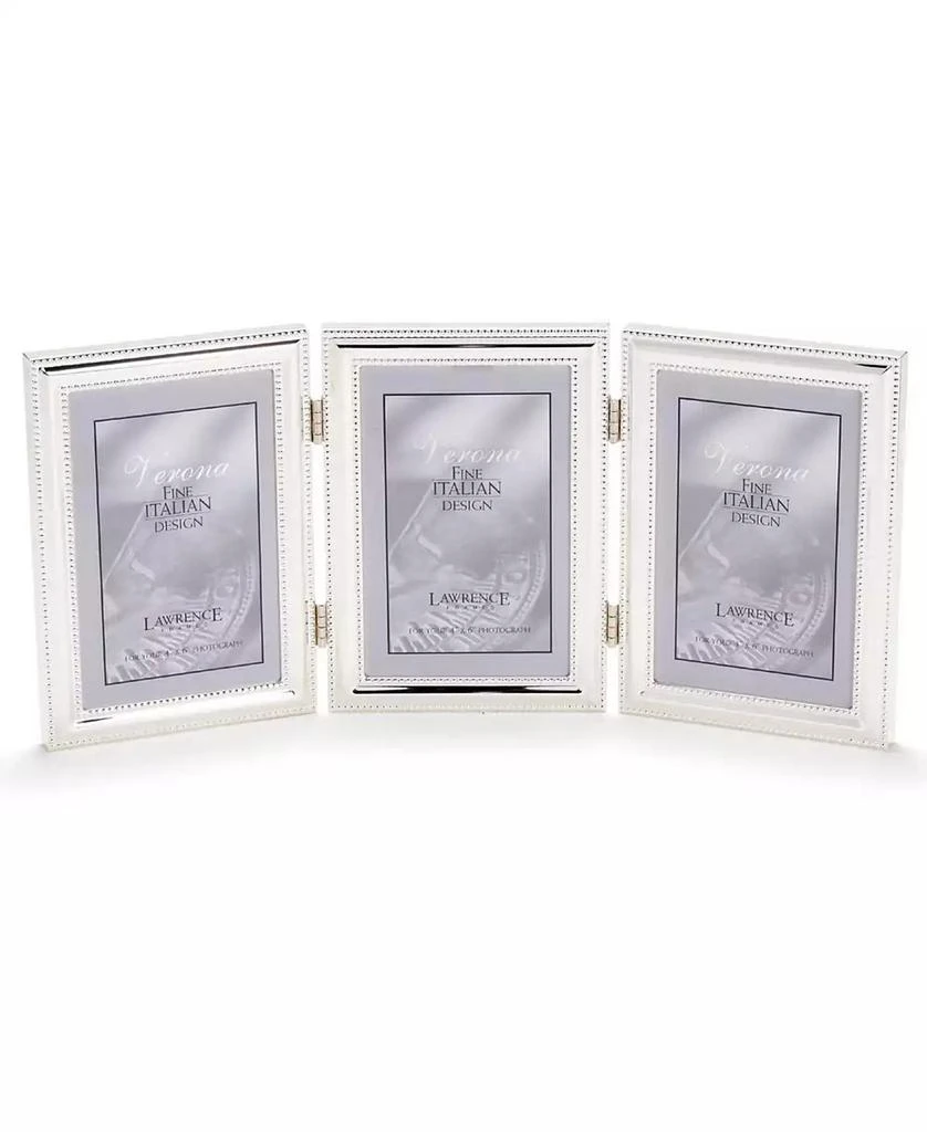 Lawrence Frames Hinged Triple Metal Picture Frame Silver-Plate with Delicate Beading - 4" x 6" 1