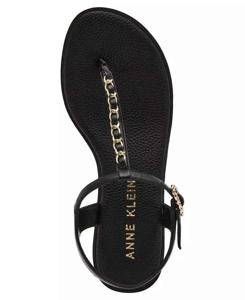 Anne Klein Women's Tessa T Strap Chain Block Heel Dress Sandals 4