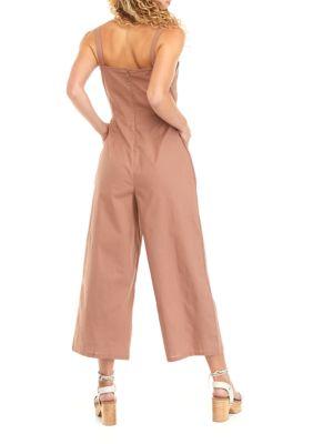 Derek Heart Heart Juniors Sleeveless Striped Cutout Gaucho Jumpsuit