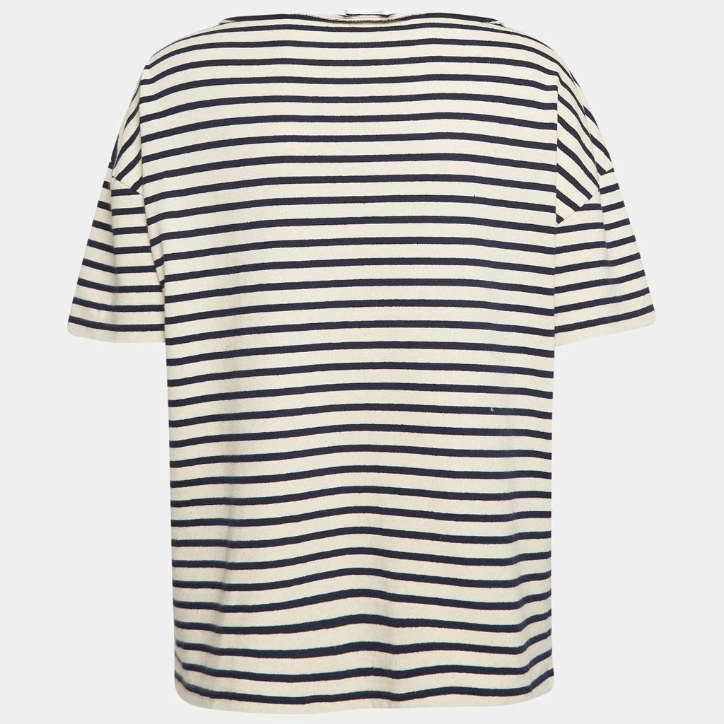 Yves Saint Laurent Saint Laurent Paris Navy Blue/White Stiped Cotton T-Shirt L 2