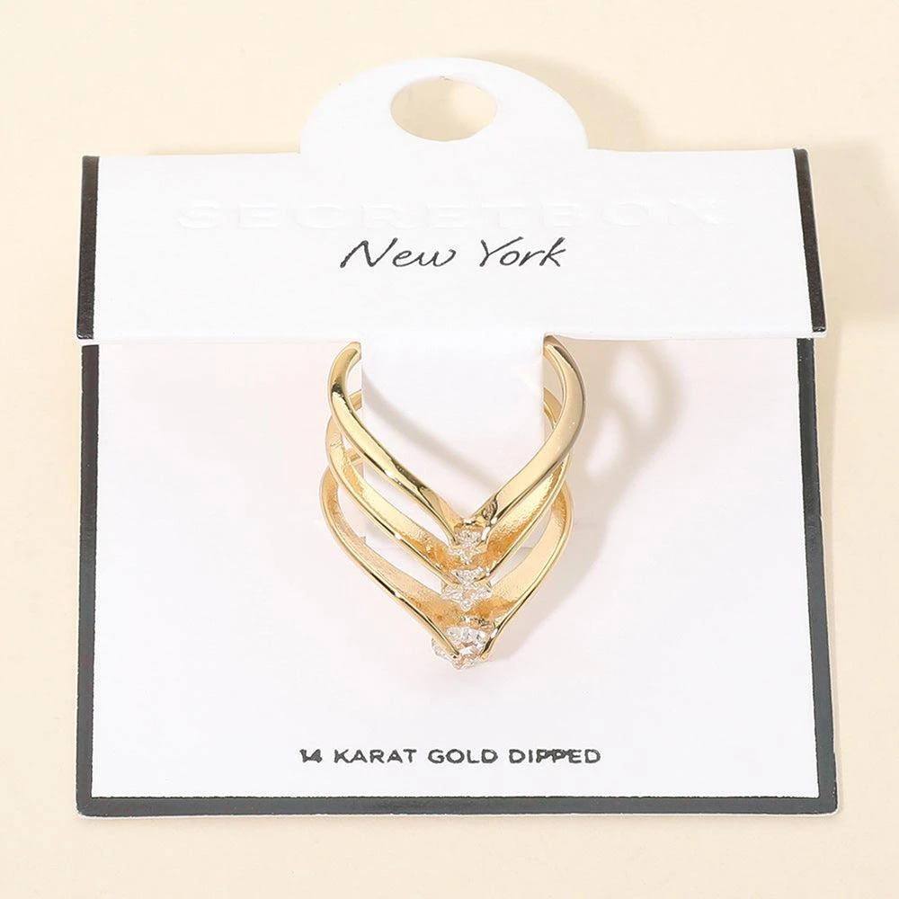 FASHNZFAB SECRET BOX_14K Gold Dipped Triple Star Accent Adjustable Ring 4