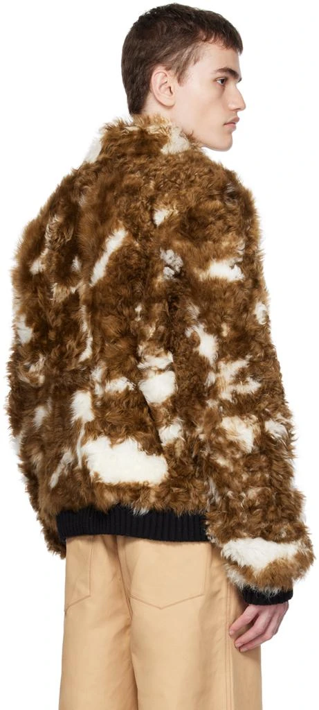 Marni Brown & White Spread Collar Fur Jacket 3