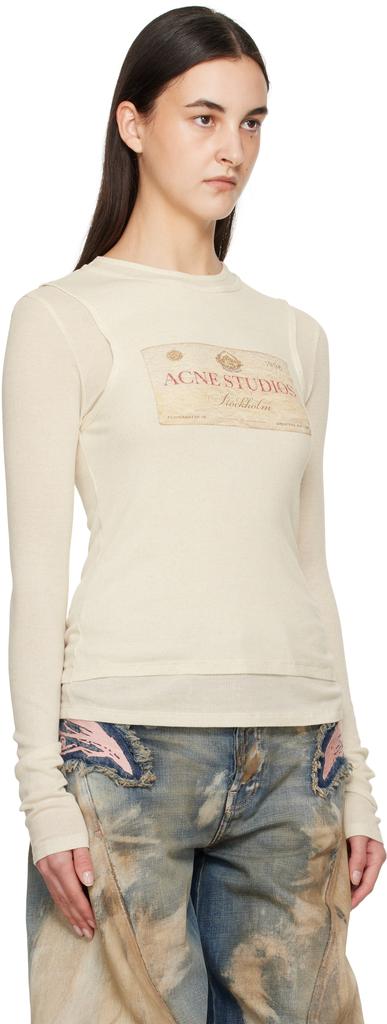 Acne Studios Beige Double-layered Long Sleeve T-shirt