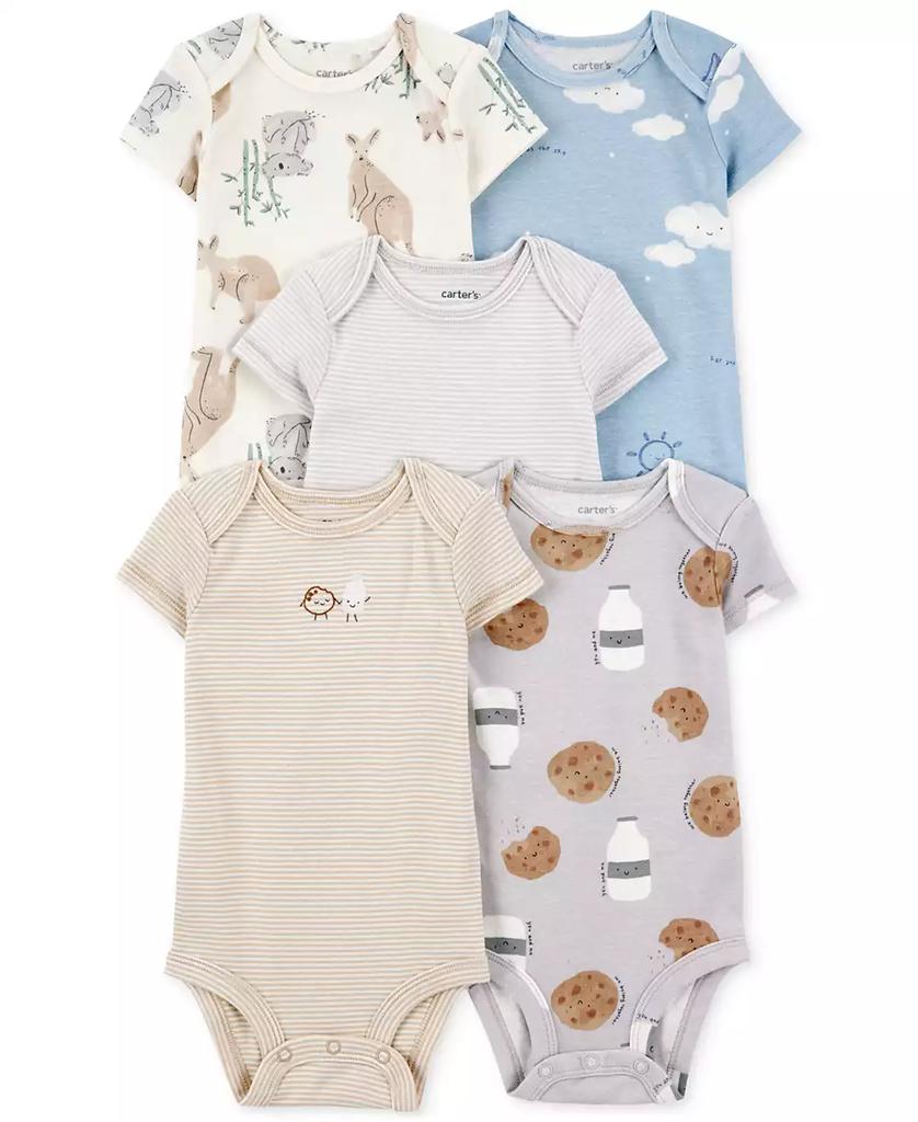 Carter's Baby Boys 5-Pk. Cotton Short-Sleeve Milk & Cookies Bodysuits