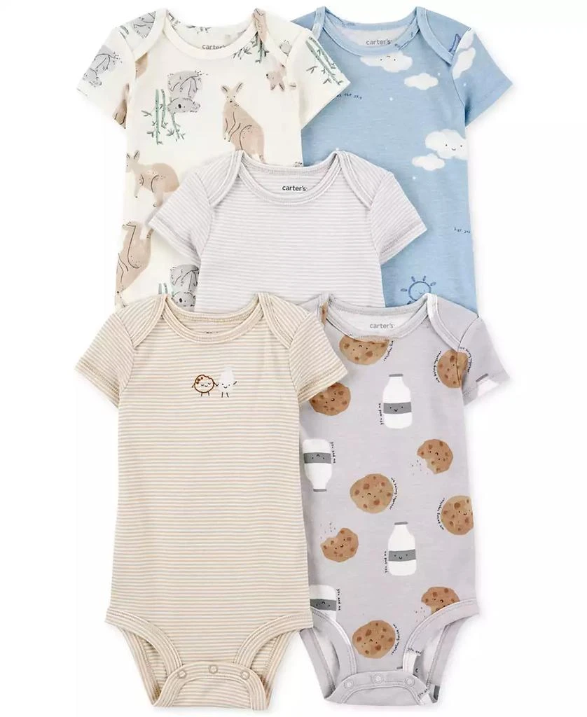 Carter's Baby Boys 5-Pk. Cotton Short-Sleeve Milk & Cookies Bodysuits 1