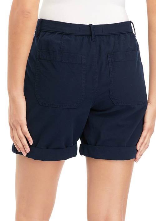 Gloria Vanderbilt Vanderbilt Womens Utility Shorts With Ribbed Waistband Midnight Affair 10 Shorts BeyondStyle