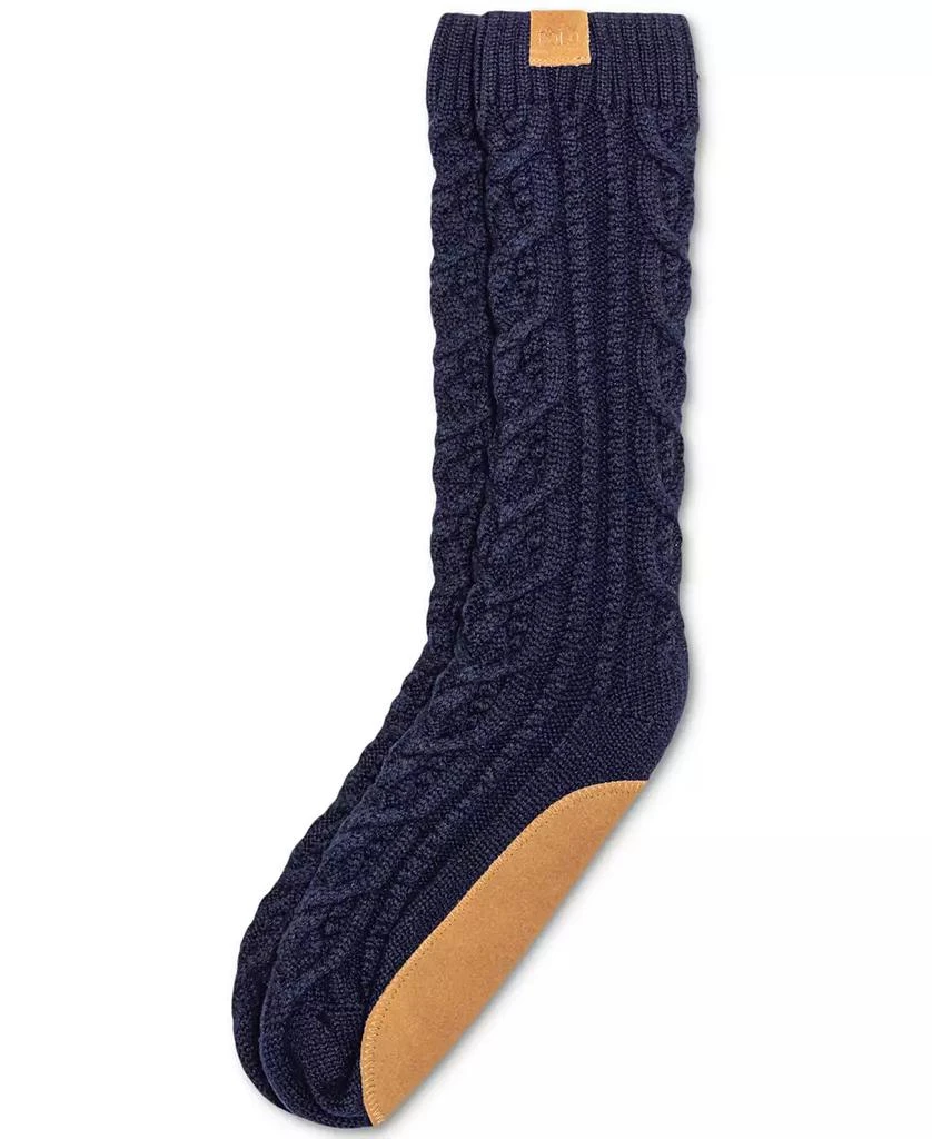 Ralph Lauren Men's Chunky Cable-Knit Suede-Bottom Socks 4