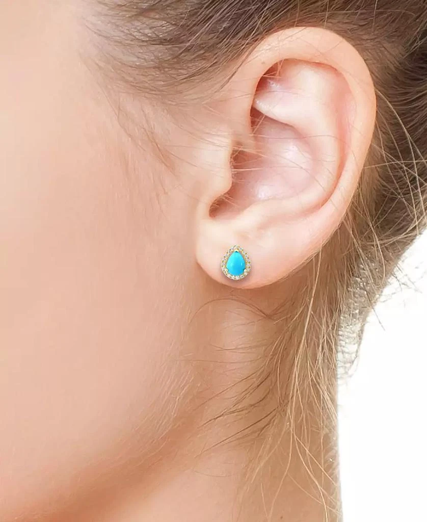 Effy EFFY® Turquoise & Diamond (1/5 ct. t.w.) Halo Stud Earrings in 14k Gold 2