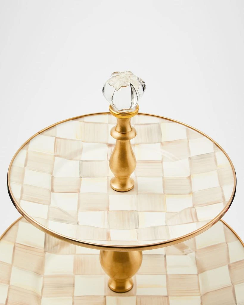 MacKenzie-Childs Mocha Check Two-Tier Sweet Stand 2