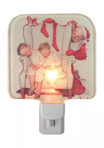 Northlight 6Inch Norman Rockwell Santa Looking At Two Sleeping Children Glass Christmas Night Light 1