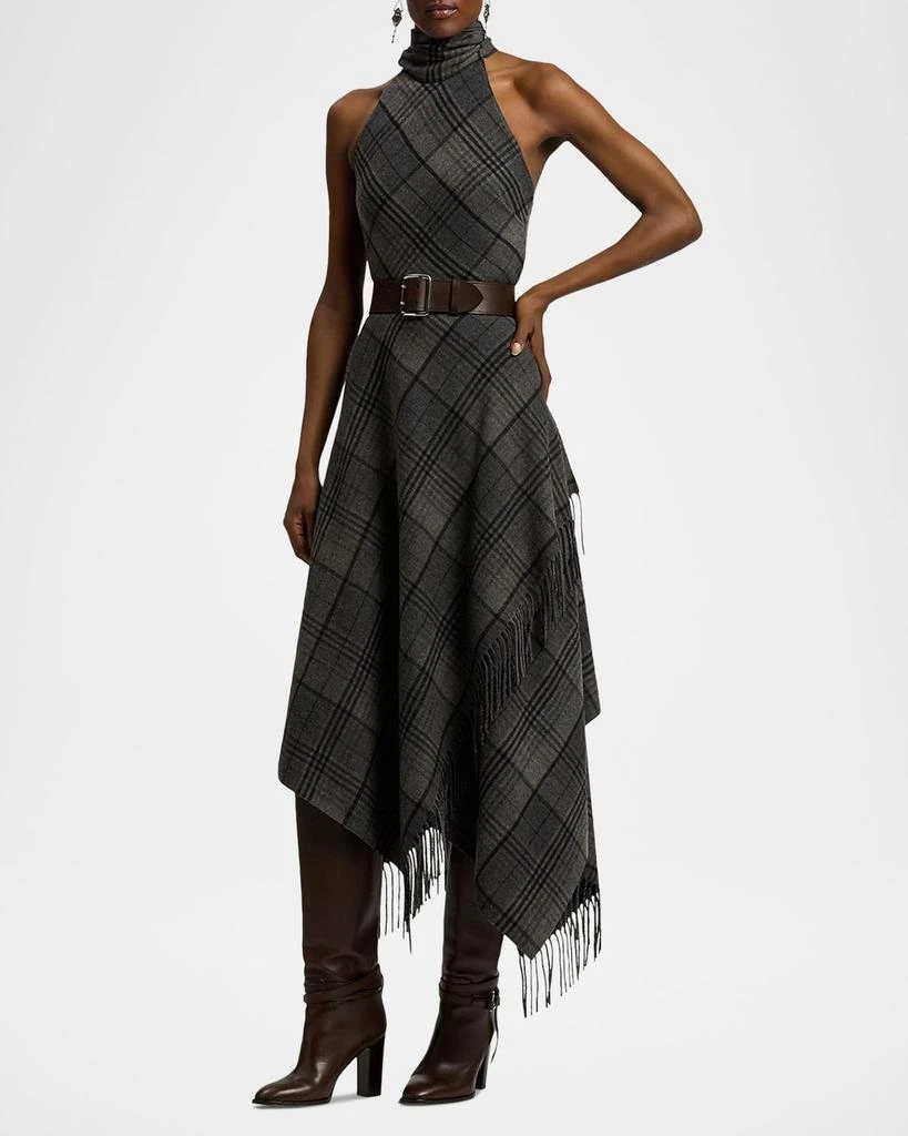 Ralph Lauren Women's Chilton Plaid Wool Top - Size 8 in Grey/Black
