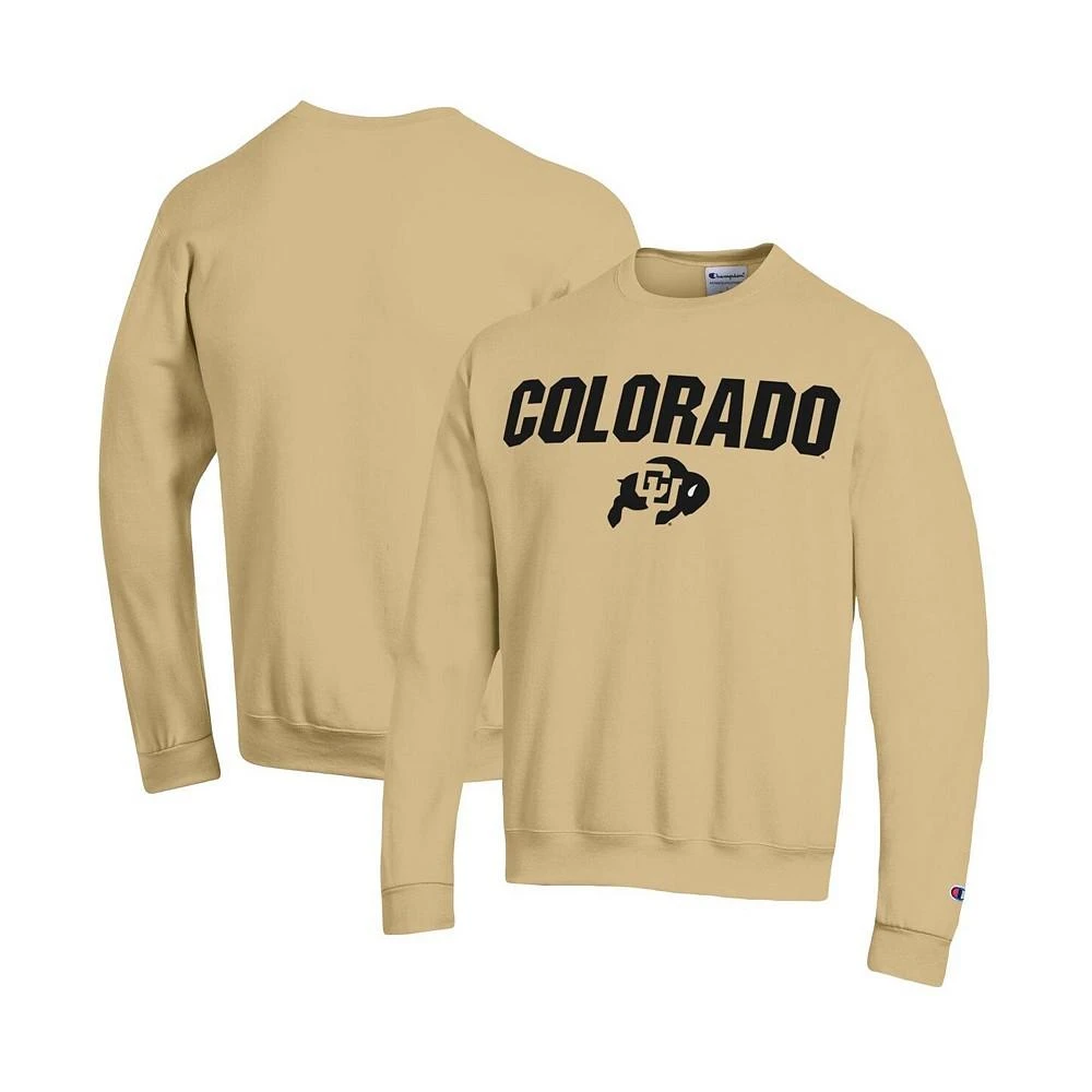 Champion Men's Gold Colorado Buffaloes Straight Over Logo Powerblend Pullover Sweatshirt 1