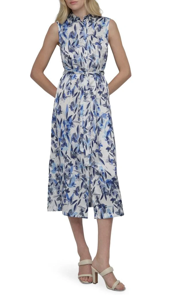 DKNY Floral Sleeveless Shirtdress