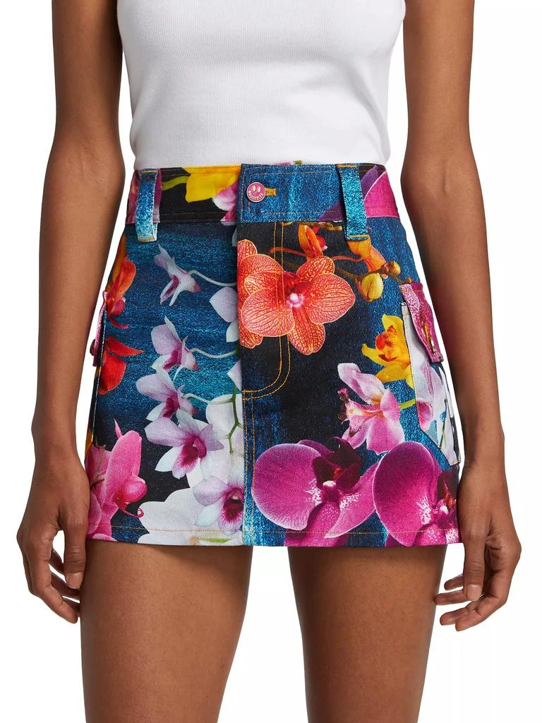 BruceGlen Orchid Floral Denim Cargo Miniskirt 3