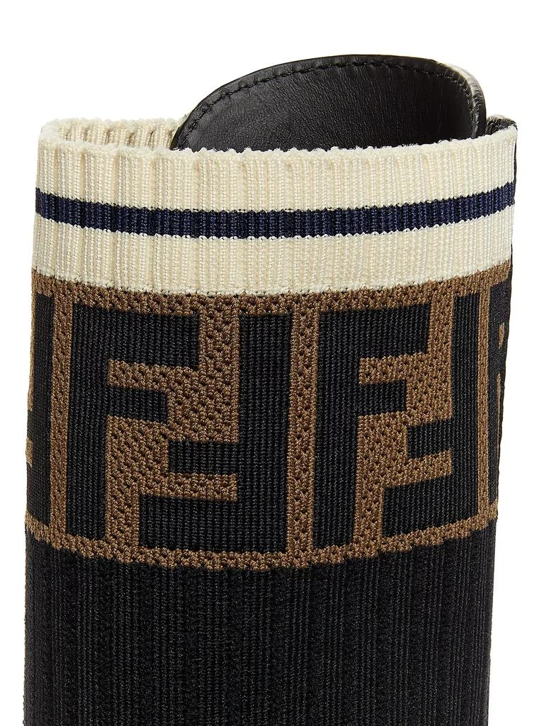 Fendi Rockoko Leather & Knit Combat Boots 5