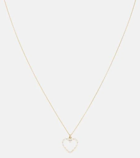 Sophie Bille Brahe Pearl Heart 14kt gold pendant necklace with pearls