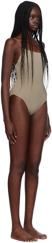 Totême Taupe Smocked One-Piece Swimsuit 2