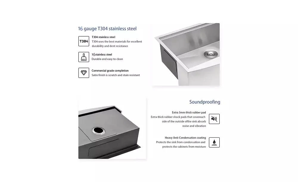 Flynama 30x21x9inch Farmhouse Kitchen Sink Workstation Stainless Steel 16 Gauge Apron Front 2