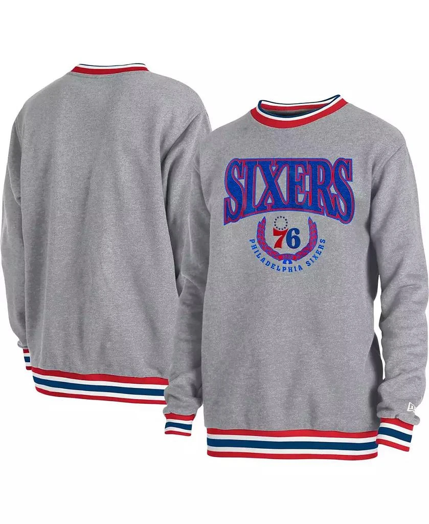New Era Men's and Women's Gray Philadelphia 76Ers Vintage-Like Throwback Crew Sweatshirt 1