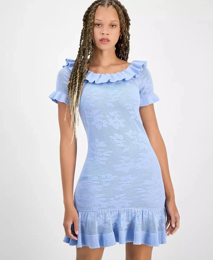 Freshman Juniors' Crocheted Ruffled Mini Dress 4