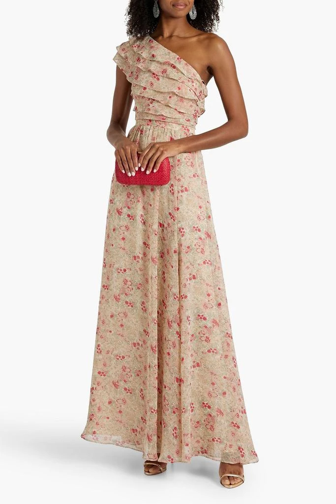 MIKAEL AGHAL One-shoulder ruffled floral-print chiffon maxi dress 2