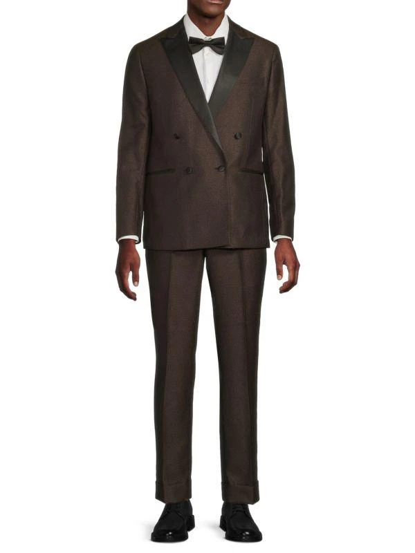 Karl Lagerfeld Paris Textured Solid Modern Fit Double Breasted Tuxedo 1