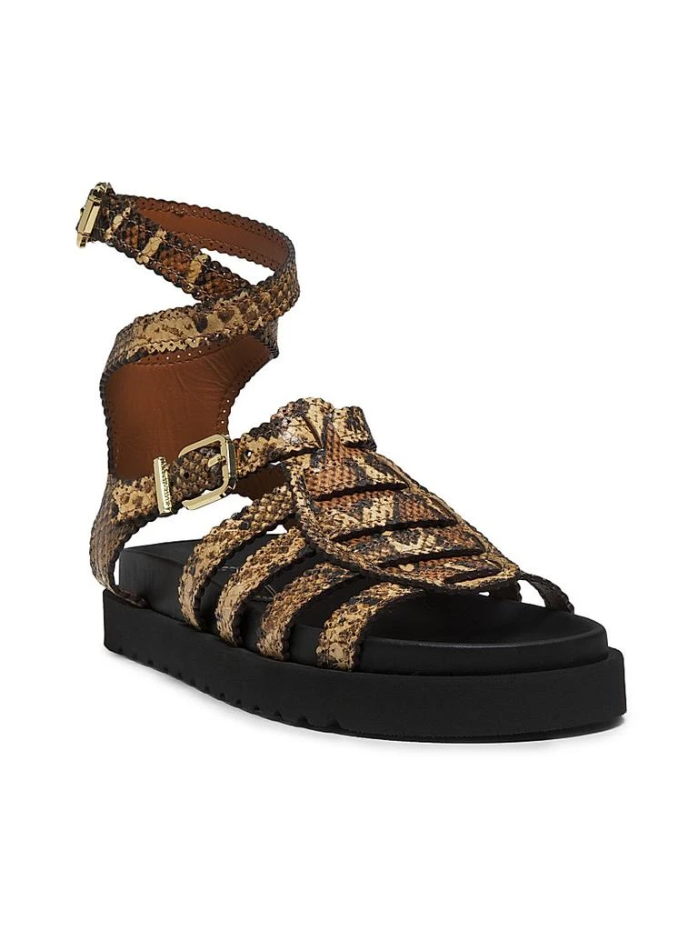 Zimmermann Goldie Snake-Embossed Leather Gladiator Sandals 2
