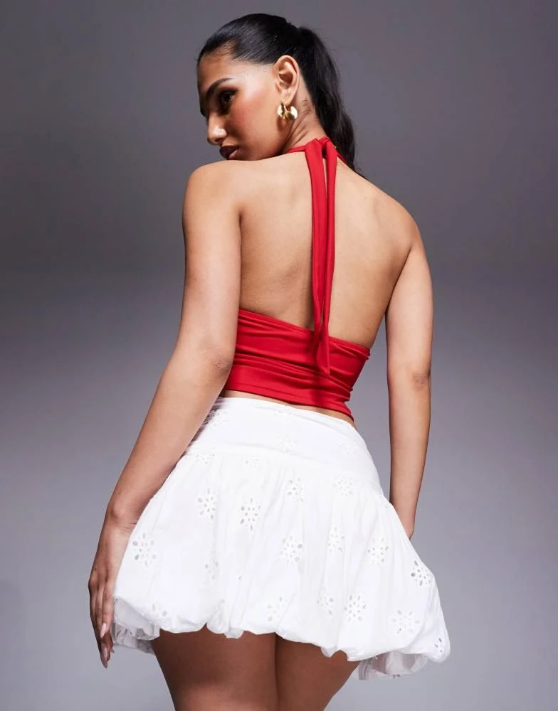 open lace back dress Gigli Bubble Hem Mini Dress White main image 1