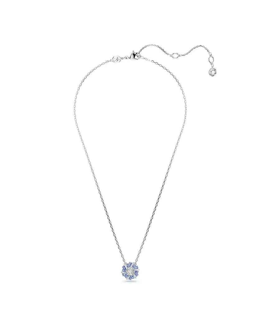 Swarovski Flower, Blue, Rhodium Plated Idyllia Pendant Necklace 2