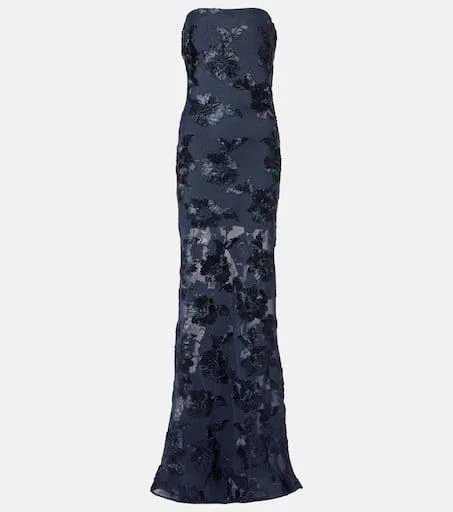 ROTATE Birger Christensen 3D mesh maxi dress 1