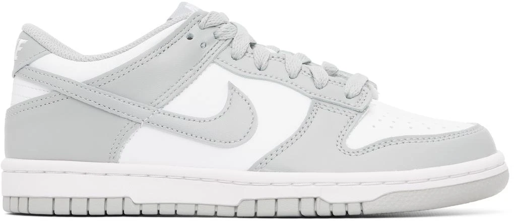 NIKE Big Kids White & Gray Dunk Low Sneakers